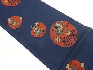 丸文に花鳥・塔模様織出し袋帯